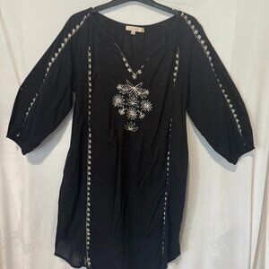 Pink Chicken NY Black Embroidered Boho Tunic Dress (XS)